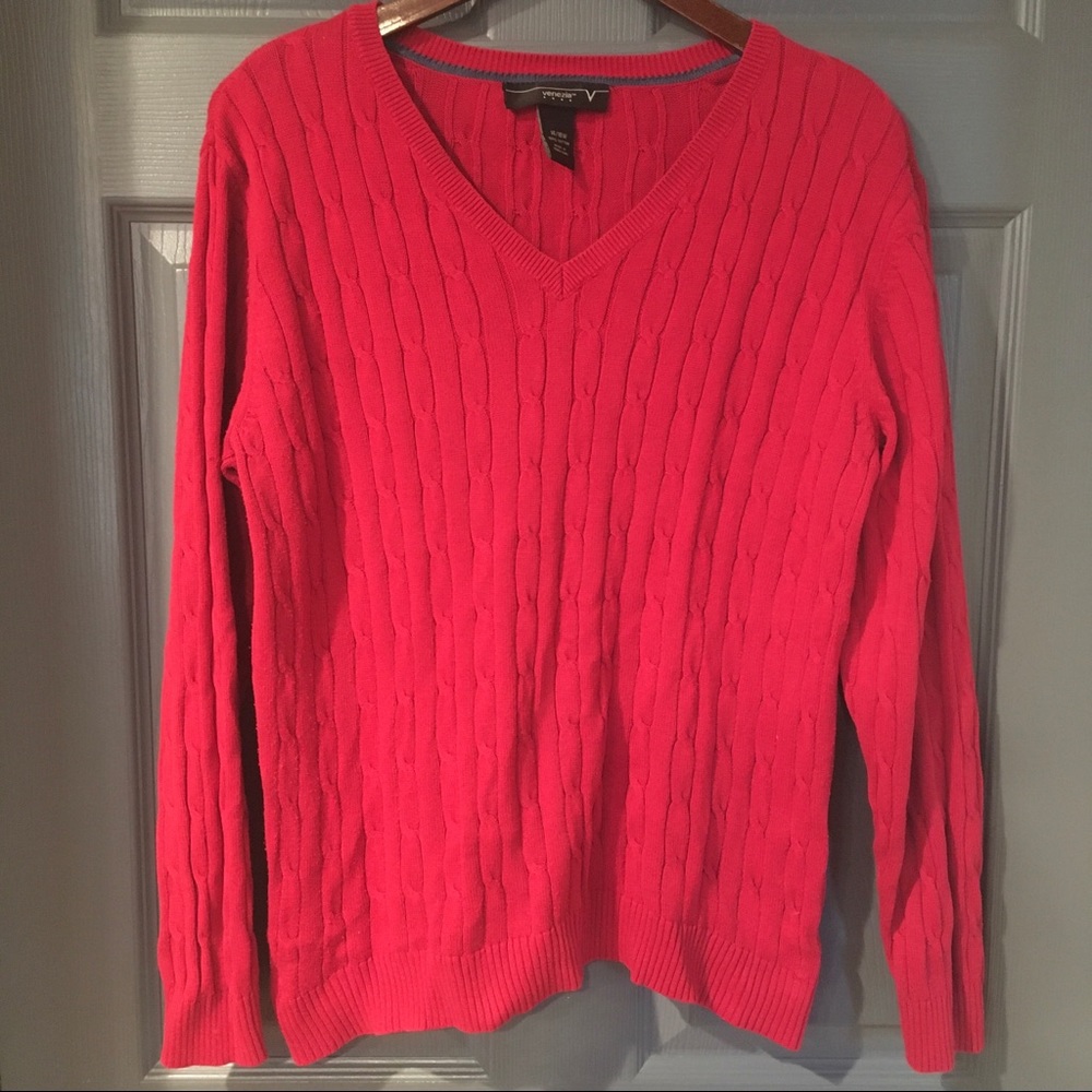 Venezia Red V-Neck Sweater Size 14/16